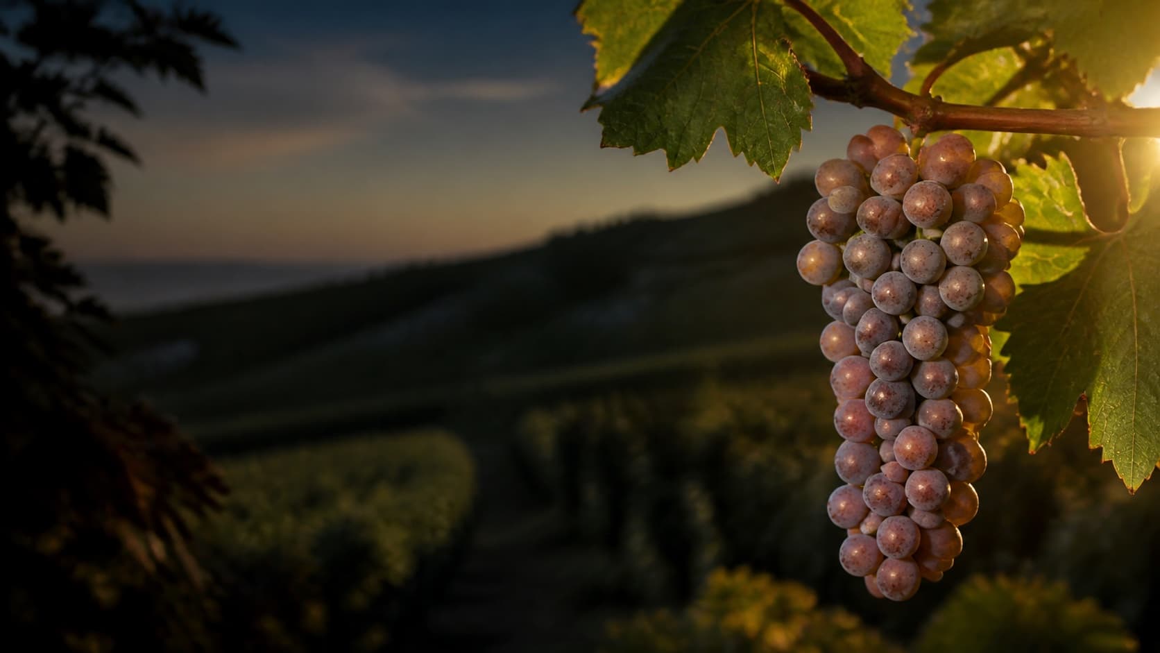 Compact Pinot Gris bunch with pearl-pink skins
