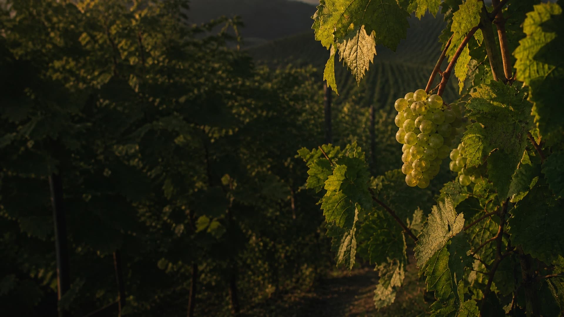 Small, compact Riesling bunches with yellow-green berries